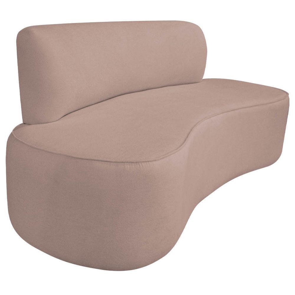 Kit Recamier Curvo Amsterdã 200cm E Poltrona Amore Luxo Linho Cor Rosê - 9