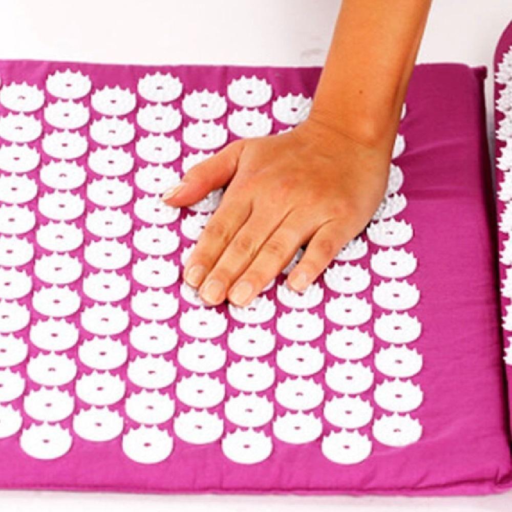 Tapete Terapeutico Acupuntura Massagem Yoga Almofada Travesseiro Relaxante Portatil Alivio Estresse Rosa - 4