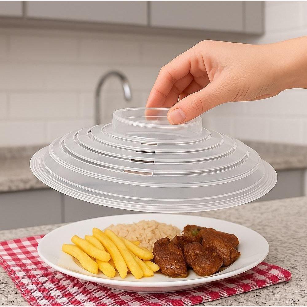 Tampa Microondas Bpa Free Protetora De Alimentos Plastico Anti Sujeira Respingo Prato Cozinha 26cm - 2