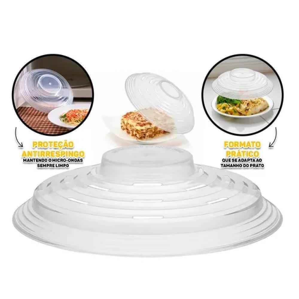 Tampa Microondas Bpa Free Protetora De Alimentos Plastico Anti Sujeira Respingo Prato Cozinha 26cm - 3