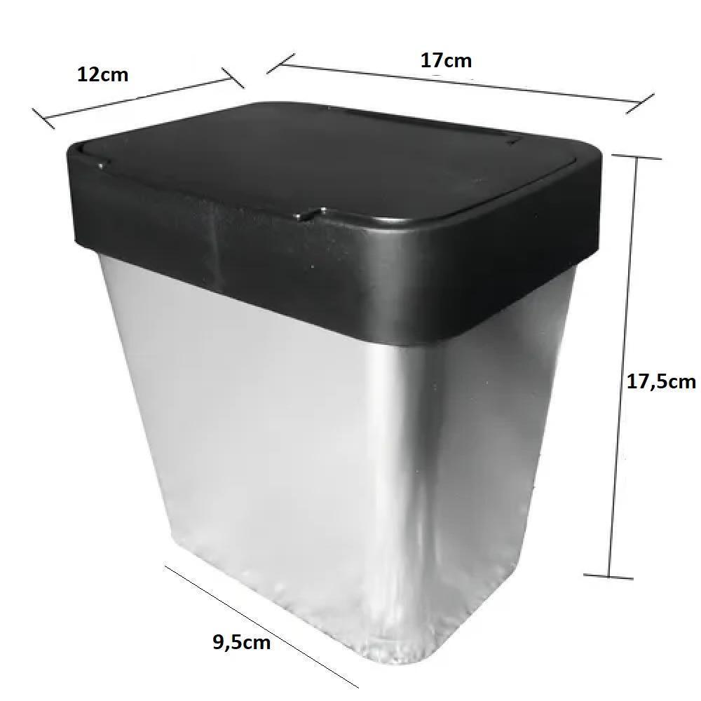 Lixeira Cozinha Label Inox Cesto De Pia Lixo 2,5l Tampa Plastico Metalizado Multiuso Casa Consultorio Compacta - 6