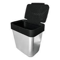 Lixeira Cozinha Label Inox Cesto De Pia Lixo 2,5l Tampa Plastico Metalizado Multiuso Casa Consultorio Compacta