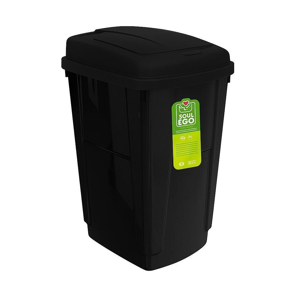 Lixeira Banheiro Clique 7,5 Litros Cesto De Lixo Ecologico Multiuso Casa Cozinha Escritorio Compacta Preta - 1