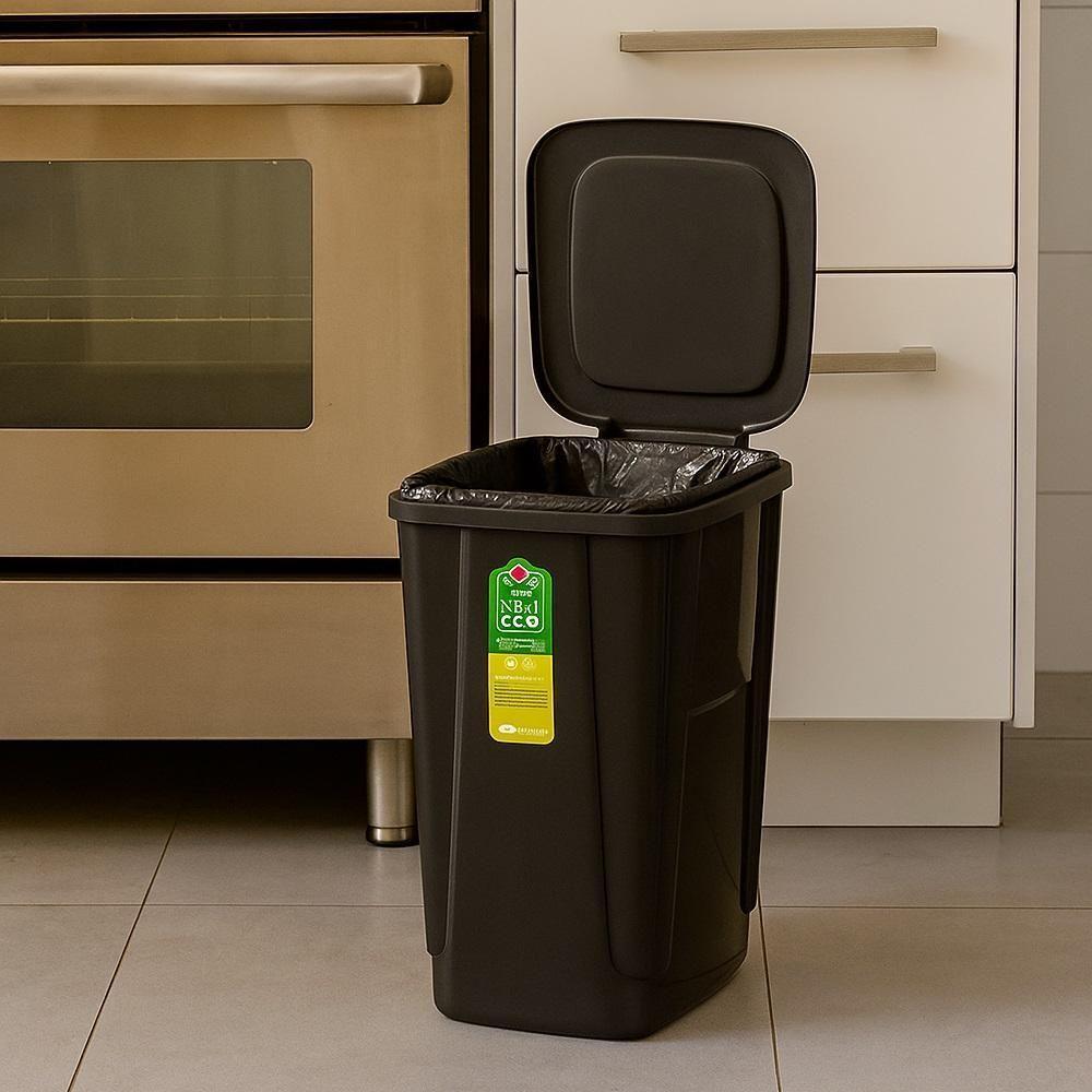 Lixeira Banheiro Clique 7,5 Litros Cesto De Lixo Ecologico Multiuso Casa Cozinha Escritorio Compacta Preta - 3