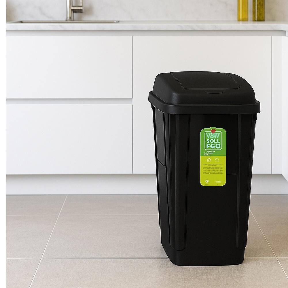 Lixeira Banheiro Clique 7,5 Litros Cesto De Lixo Ecologico Multiuso Casa Cozinha Escritorio Compacta Preta - 4