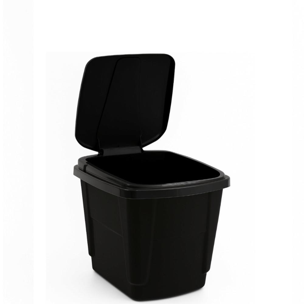 Lixeira Com Tampa Click Cesto Lixo Portatil Pia Banheiro Escritorio Cozinha 4,5 Litros Preto - 2