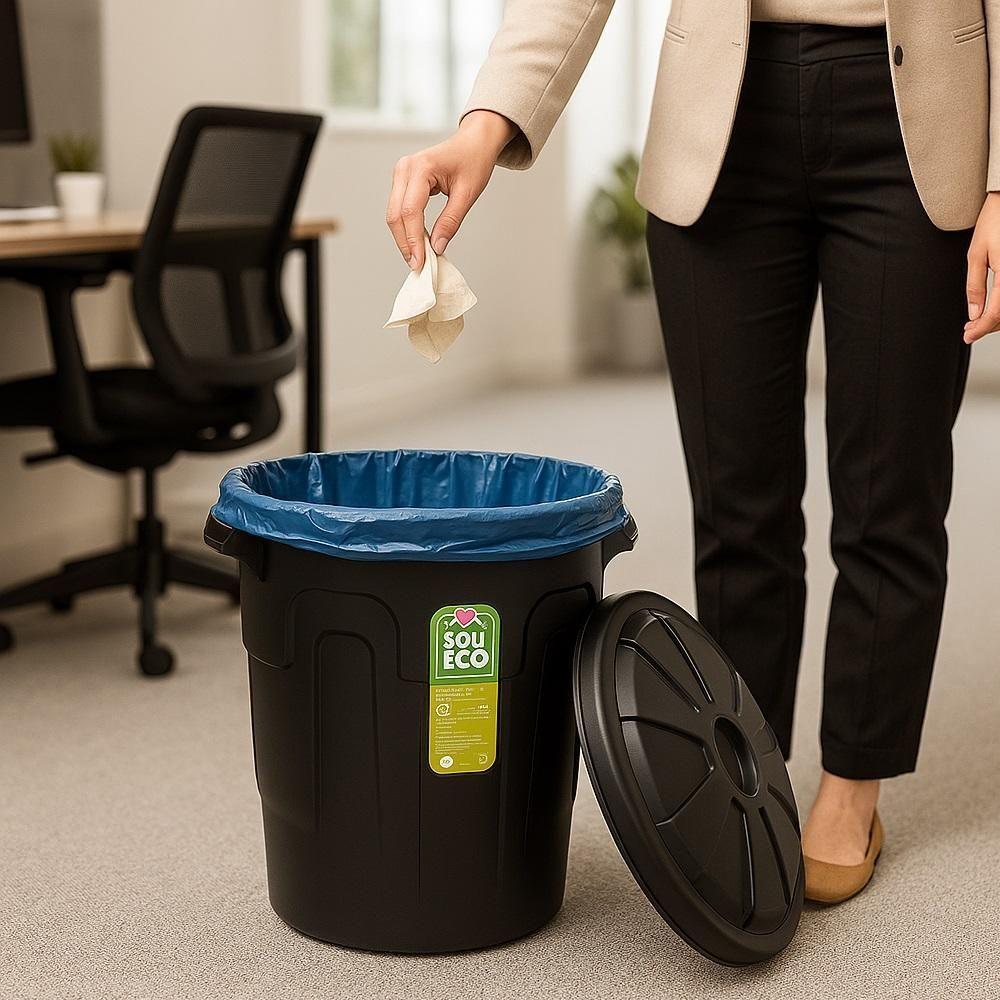 Lixeira Cozinha Banheiro Cesto De Lixo 10 Litros Com Tampa Alca Balde Agua Multiuso Casa Comercio Preta - 3