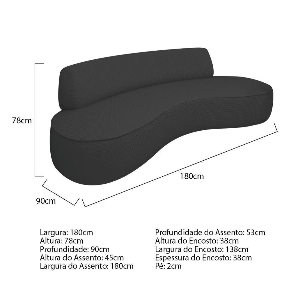 Sofá Curvo 2 Lugares Amsterdã 160cm Bouclé Cor Preto - 3