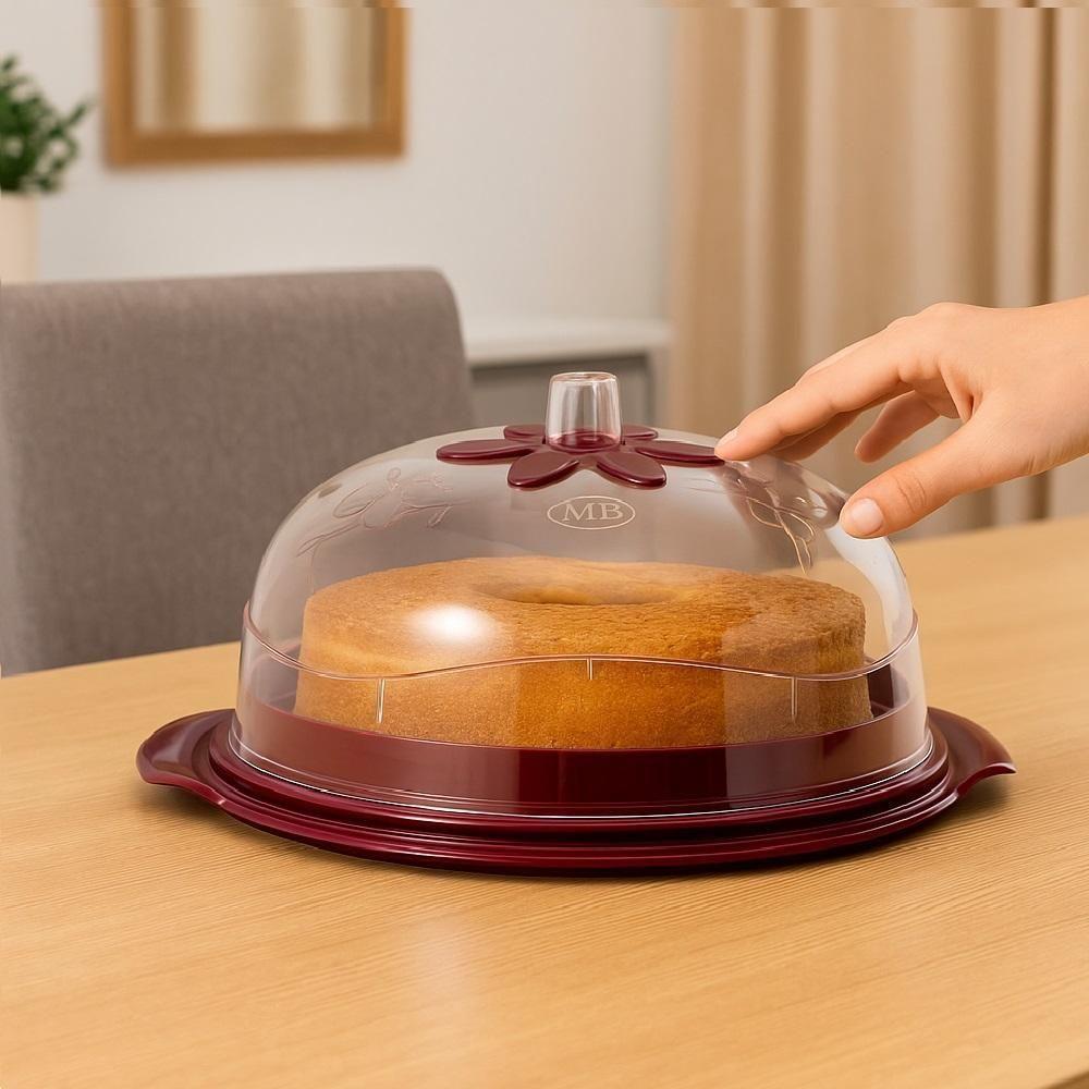 Boleira Porta Bolo 5 Em 1 Cupula Suporte Tampa Prato Paes Sobremesa Confeitaria Lanchonete Padaria Bandeja Multiuso - 2