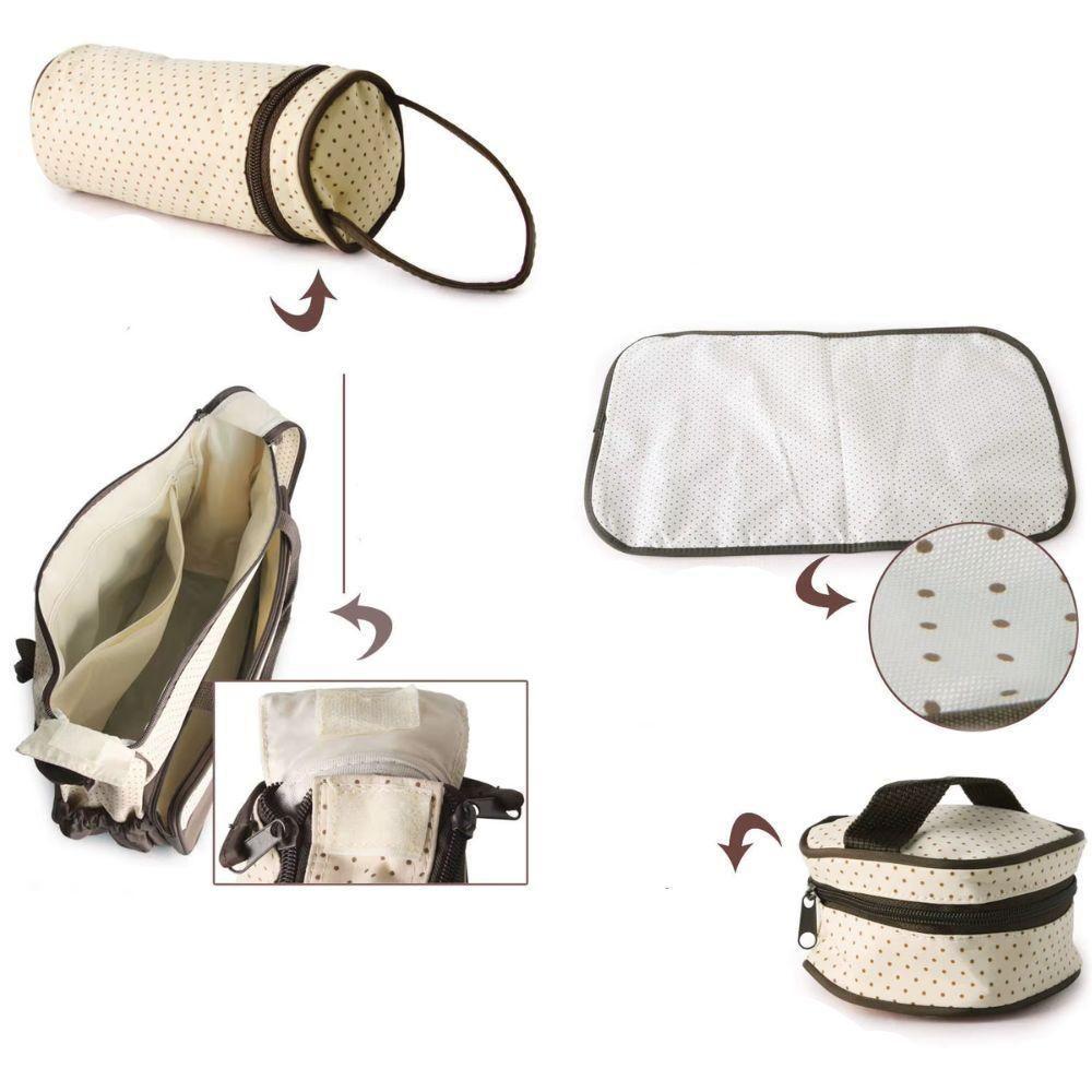 Kit Bolsa Maternidade Mochila Bebe Trocador Porta Mamadeira Papinha 5 Peças Mala Luxo Impermeavel Menina Menino Marrom - 6