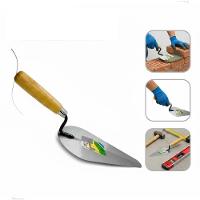 Colher Pedreiro Canto Oval Profissional Espátula Construção Jardinagem 8 Polegadas Cabo Madeira - 1