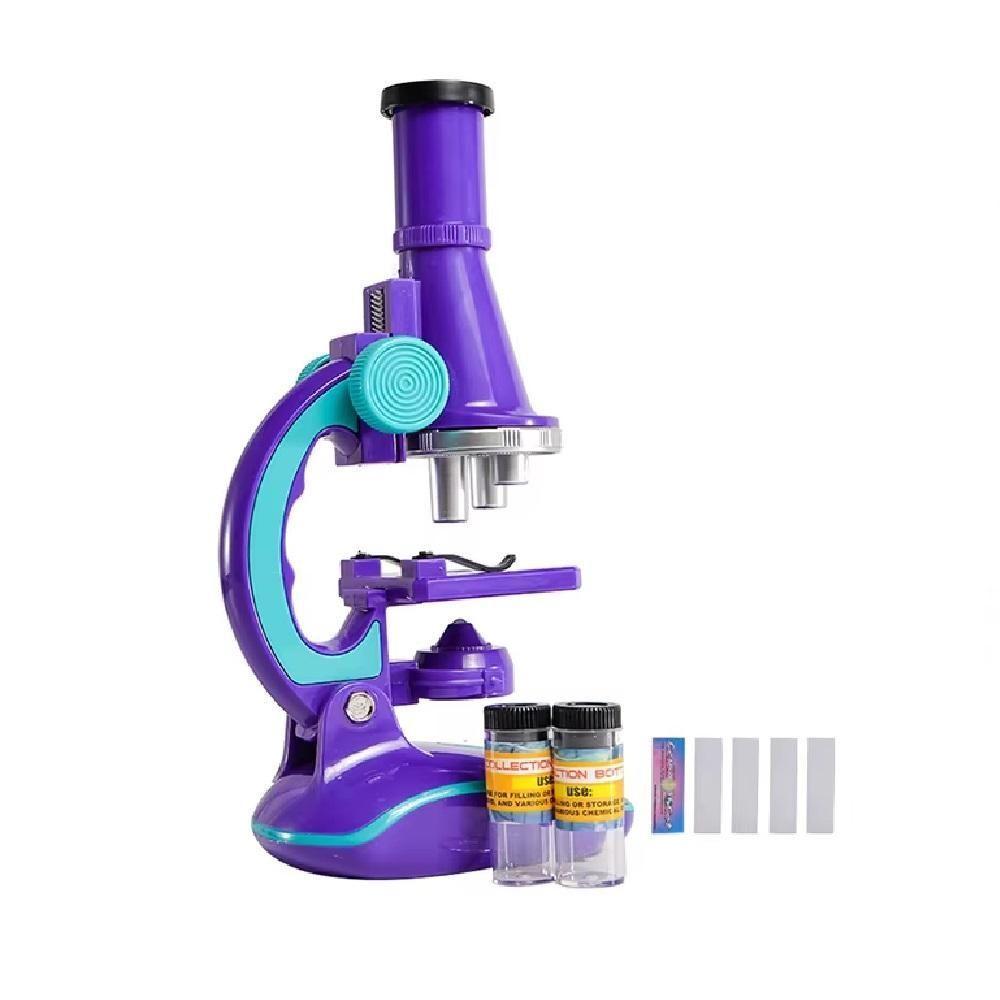 Microscopio Laboratorio Portatil Infantil Ciencias Escolar Luz Led 100x 200x 450x Com Acessorios Meninos Meninas Roxo - 3
