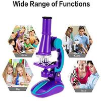 Microscopio Laboratorio Portatil Infantil Ciencias Escolar Luz Led 100x 200x 450x Com Acessorios Meninos Meninas Roxo