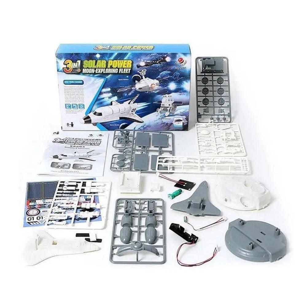 Kit Estacao Solar Robotica Robo Didatico 3 Em 1 Brinquedo Com Placa De Energia Aviao Espacial - 4