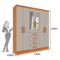 Roupeiro Arizona Com Espelho 6 Portas Tcil Cinamomo-off - 2