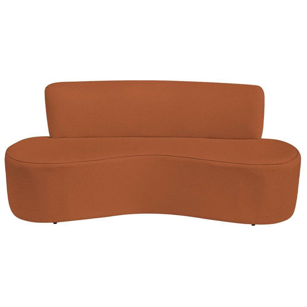 Sofá Curvo 3 Lugares Amsterdã 160cm Suede Cor Terracota - 4