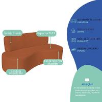 Sofá Curvo 3 Lugares Amsterdã 160cm Suede Cor Terracota - 3