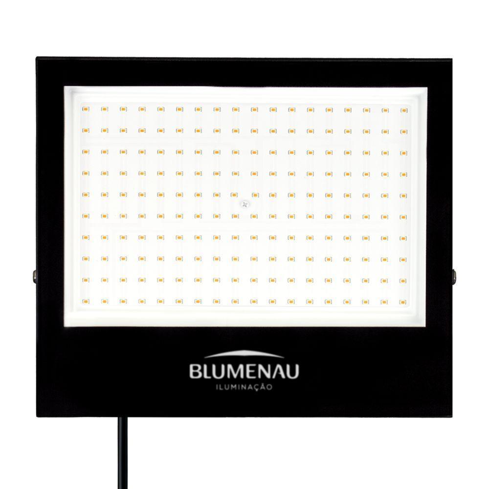 Refletor Blumenau De Led Slim 200w 3000k Preto Bivolt - 3
