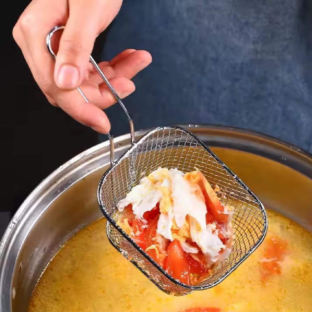 Mini Cesto Frituras Inox Batata Frita Rústica Frango Servir Porções Aperitivos Churros Multiuso Mesa Lanchonete Restaura - 7