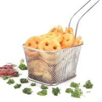 Mini Cesto Frituras Inox Batata Frita Rústica Frango Servir Porções Aperitivos Churros Multiuso Mesa Lanchonete Restaura - 3