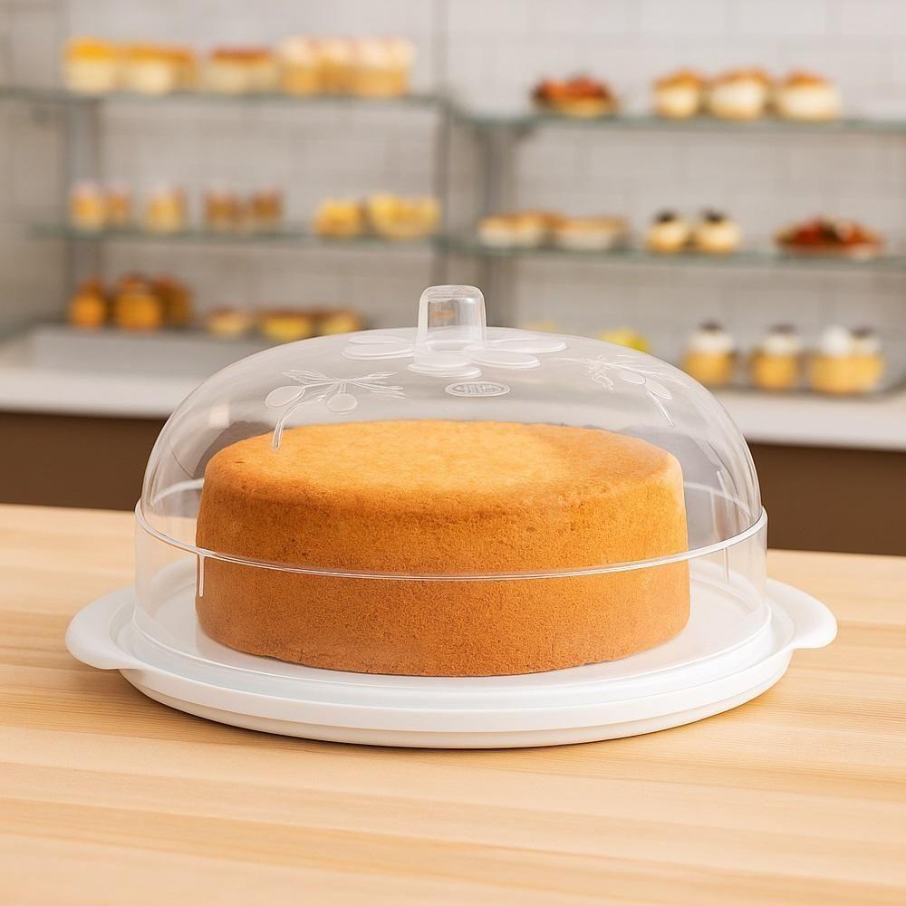 Boleira Porta Bolo 5 Em 1 Cupula Suporte Tampa Prato Paes Sobremesa Confeitaria Lanchonete Padaria Bandeja Multiuso - 3