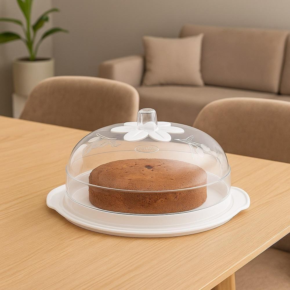 Boleira Porta Bolo 5 Em 1 Cupula Suporte Tampa Prato Paes Sobremesa Confeitaria Lanchonete Padaria Bandeja Multiuso - 5