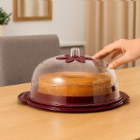 Boleira Porta Bolo 5 Em 1 Cupula Suporte Tampa Prato Paes Sobremesa Confeitaria Lanchonete Padaria Bandeja Multiuso - 2