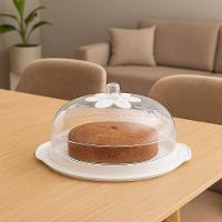 Boleira Porta Bolo 5 Em 1 Cupula Suporte Tampa Prato Paes Sobremesa Confeitaria Lanchonete Padaria Bandeja Multiuso - 5