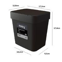 Lixeira Pia Cozinha Preta Cesto De Lixo 2,5l Tampa Multiuso Casa Bancada Consultorio Compacta Ecologica - 5