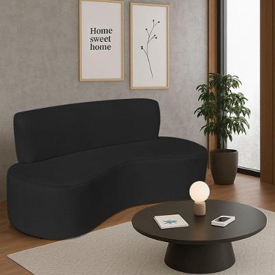 Sofá Curvo 3 Lugares Amsterdã 180cm Suede Cor Preto