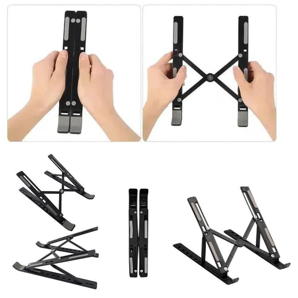 Suporte Notebook Ergonomico Preto Dobravel Articulado Mesa Escritorio Base Ajustavel Tablet Antiderrapante Melhore Seu T - 5