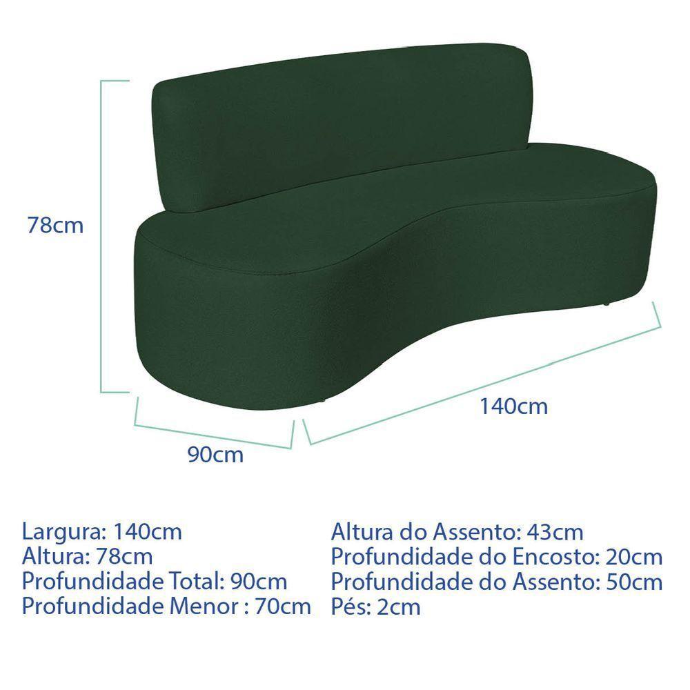 Sofá Curvo 2 Lugares Amsterdã 140cm Suede Cor Verde - 6