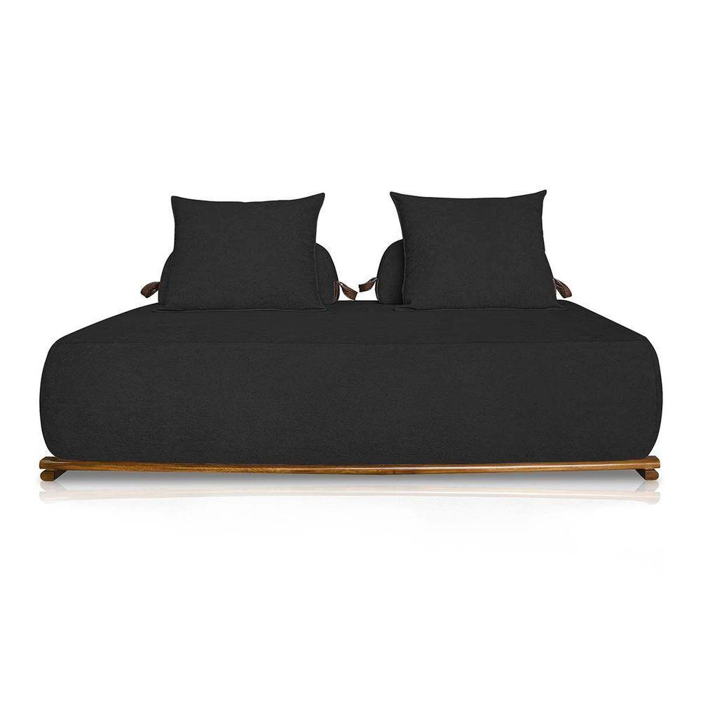 Sofá 3 Lugares Decoração Lazer Sala Ibiza Spz 180cm Bouclé - Amarena Móveis Preto-3304 - 2