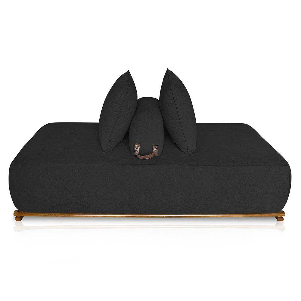 Sofá 3 Lugares Decoração Lazer Sala Ibiza Spz 180cm Bouclé - Amarena Móveis Preto-3304 - 5