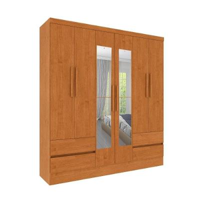 Roupeiro Oregon 6 Portas Com Espelho E 4 Gavetas Tcil Cor:cinamomo