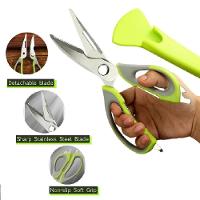 Tesoura Culinaria Profissional Multifuncoes 6 Em 1 Faca Descasca Corta Quebra Nozes Abre Garrafa Aco Inox Desmontavel Su