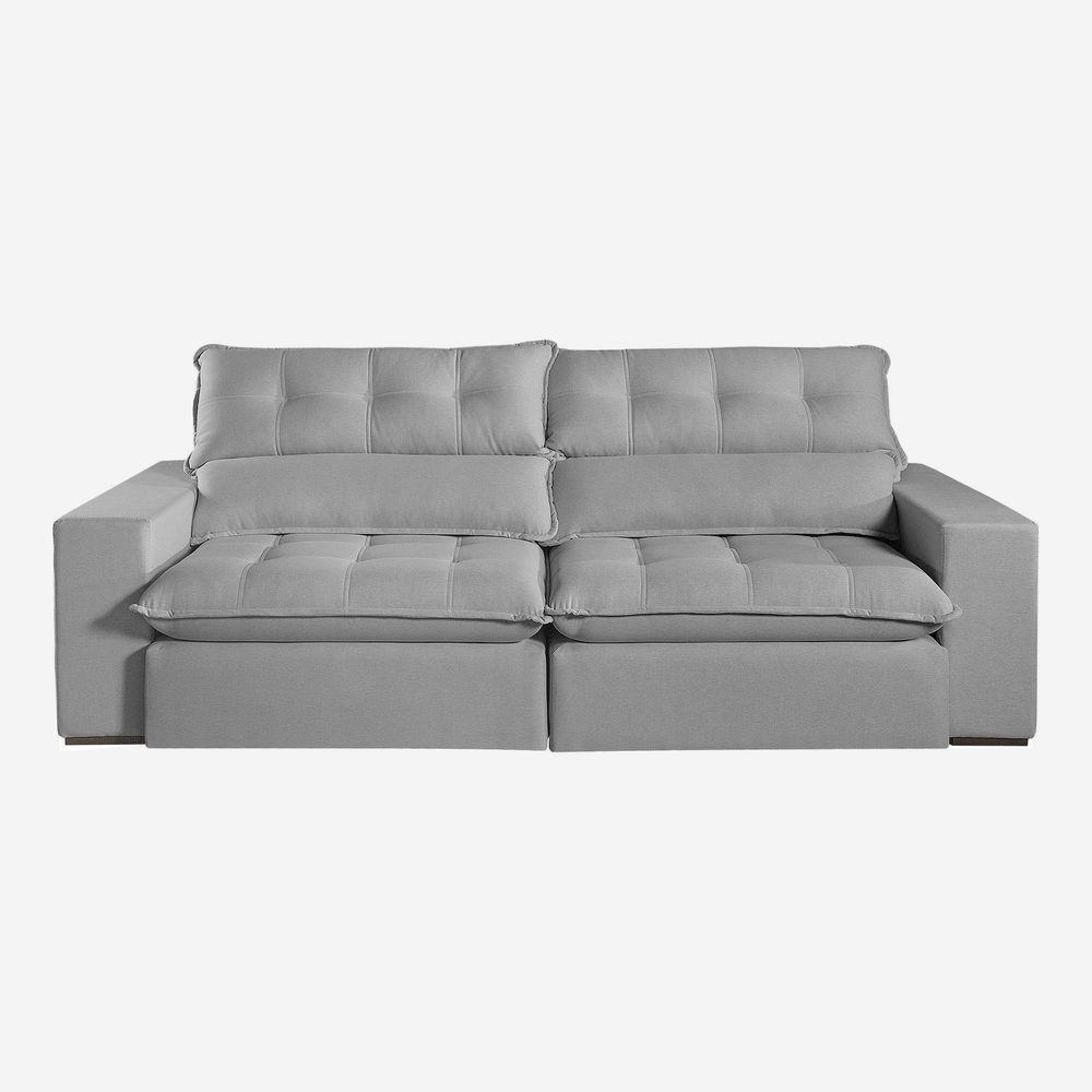 Sofá Retrátil E Reclinável Oregon 2,50m Linho Cor Cinza 2323 Usb Com Kit Usb - 4