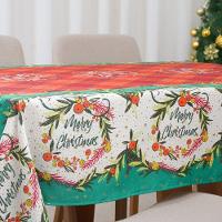 Toalha De Mesa Estampada Brilhare 1 Peça 1,45m X 1,45m 4 Lugares 100% Poliéster Tecido Oxford Natal - Estampa 2 Verde - 8