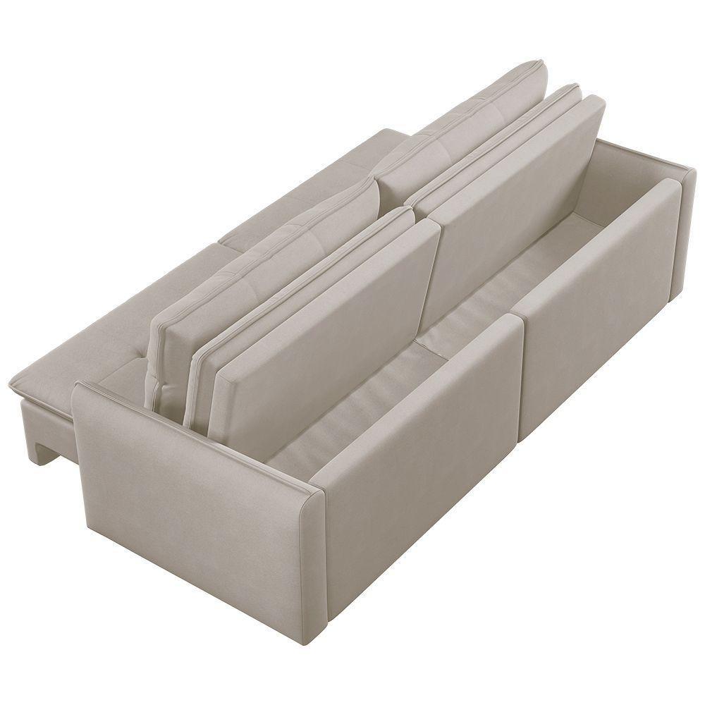 Sofá Retrátil E Reclinável Lavanda 1,60m Linho Cor Cru 2320 - 4