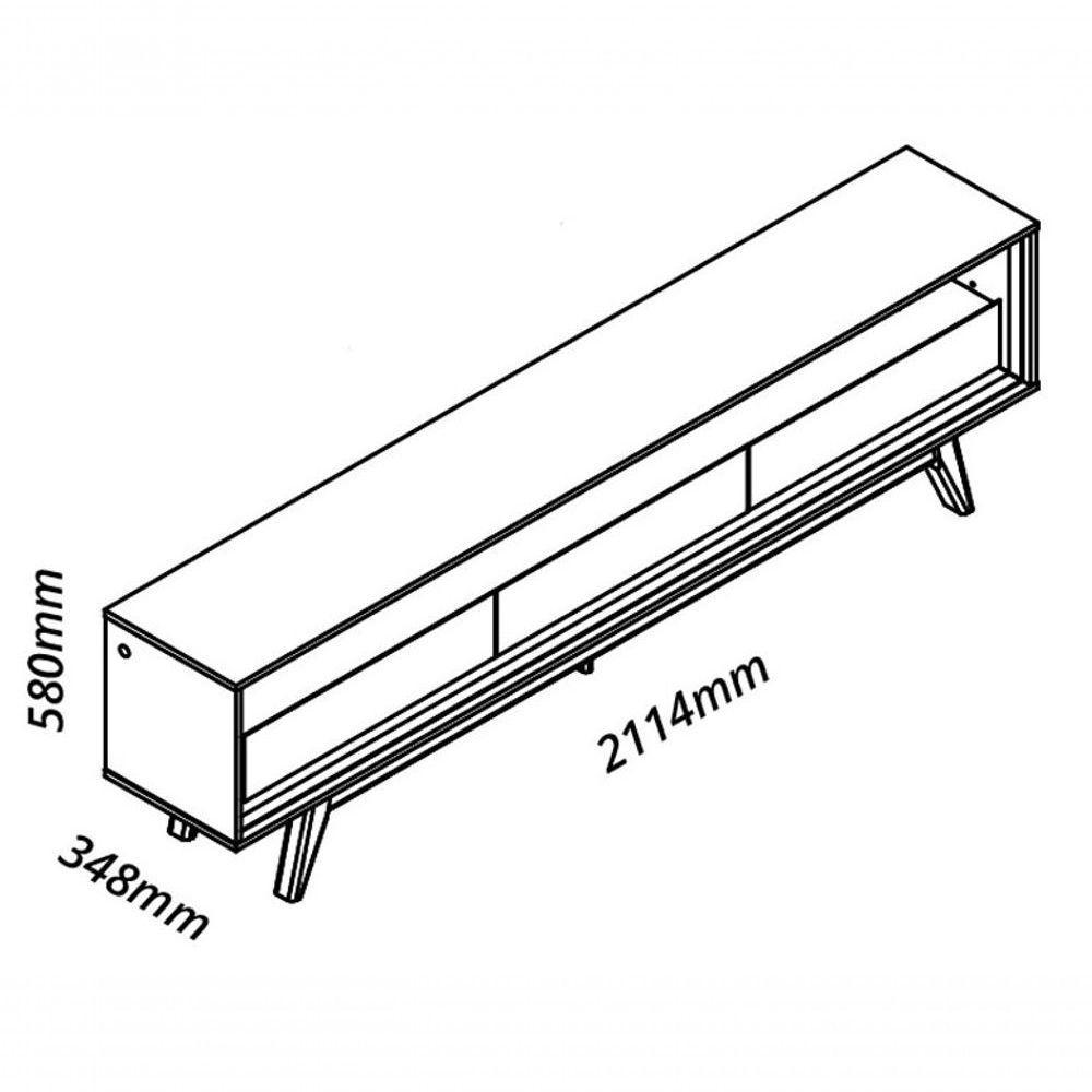 Rack Para Tv 2.2 Retrô Com Led Requinte Cinza Com Off White - Gelius Móveis - 5