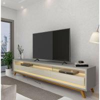 Rack Para Tv 2.2 Retrô Com Led Requinte Cinza Com Off White - Gelius Móveis - 2