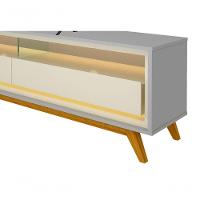 Rack Para Tv 2.2 Retrô Com Led Requinte Cinza Com Off White - Gelius Móveis