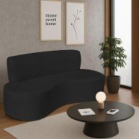 Sofá Curvo 2 Lugares Amsterdã 140cm Suede Cor Preto - 1