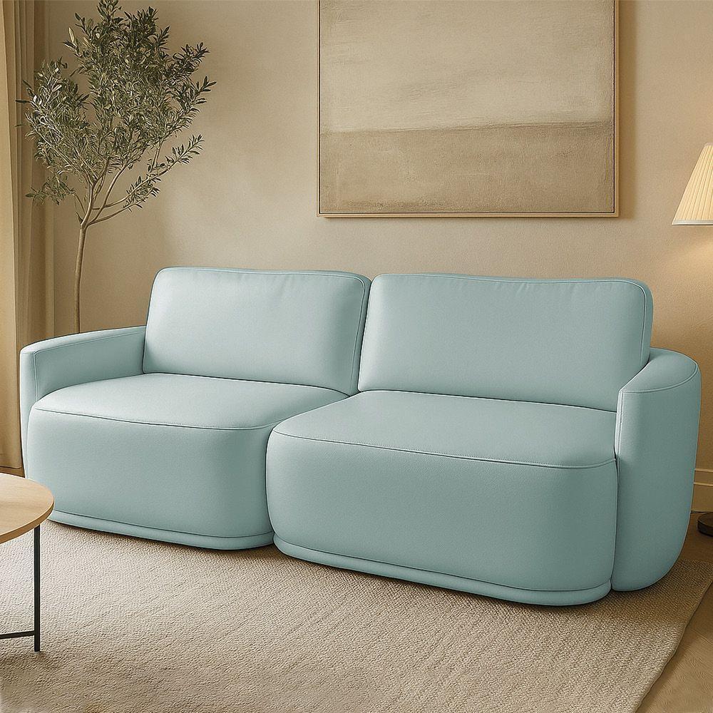 Sofá 2 Lugares Orgânico 194cm Modulado Para Sala Brumma Bouclê K01 - D'rossi Cor Azul - 1