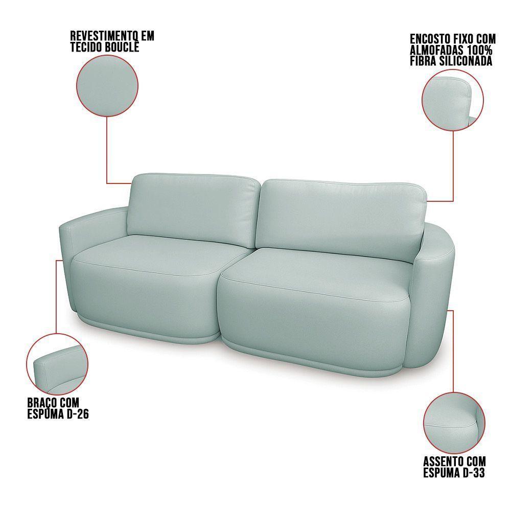 Sofá 2 Lugares Orgânico 194cm Modulado Para Sala Brumma Bouclê K01 - D'rossi Cor Azul - 3