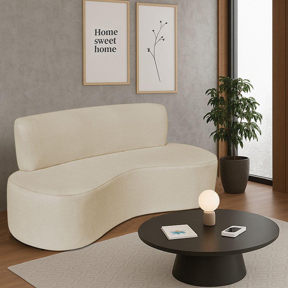 Sofá Curvo 4 Lugares Amsterdã 200cm Suede Cor Bege - 1