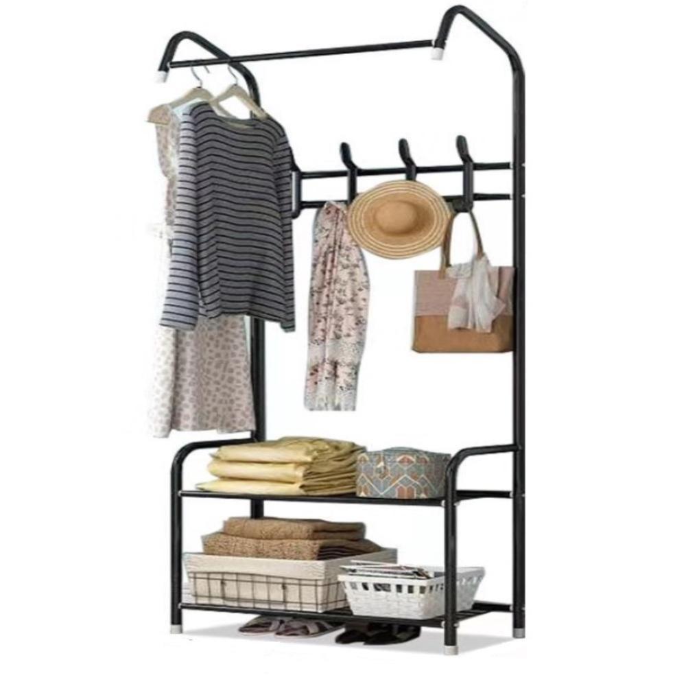 Guarda Roupas Arara Cabideiro Com Prateleira Organizador Roupeiro Sapateira Duplo Multiuso Quarto - 1