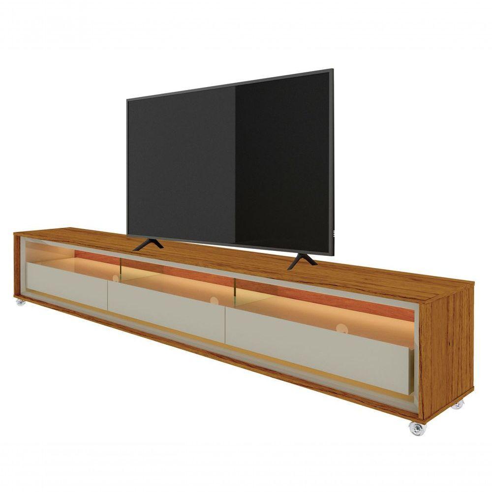 Rack Para Tv 2.2 Com Led Requinte Naturale Com Off White - Gelius Móveis - 1