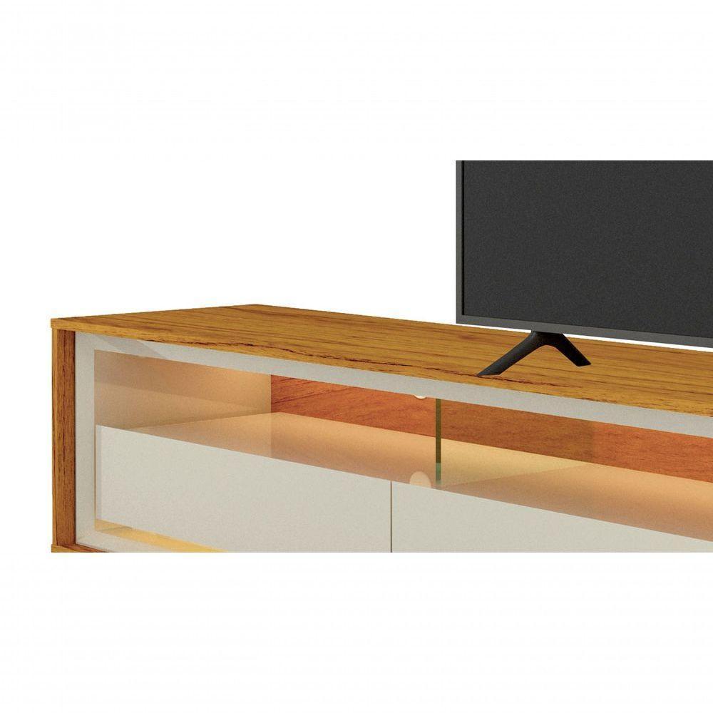 Rack Para Tv 2.2 Com Led Requinte Naturale Com Off White - Gelius Móveis - 3