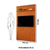 Painel Ripado Para Tv Até 60 Polegadas Com Prateleira Trento 143 Freijó - Dj Móveis - 5